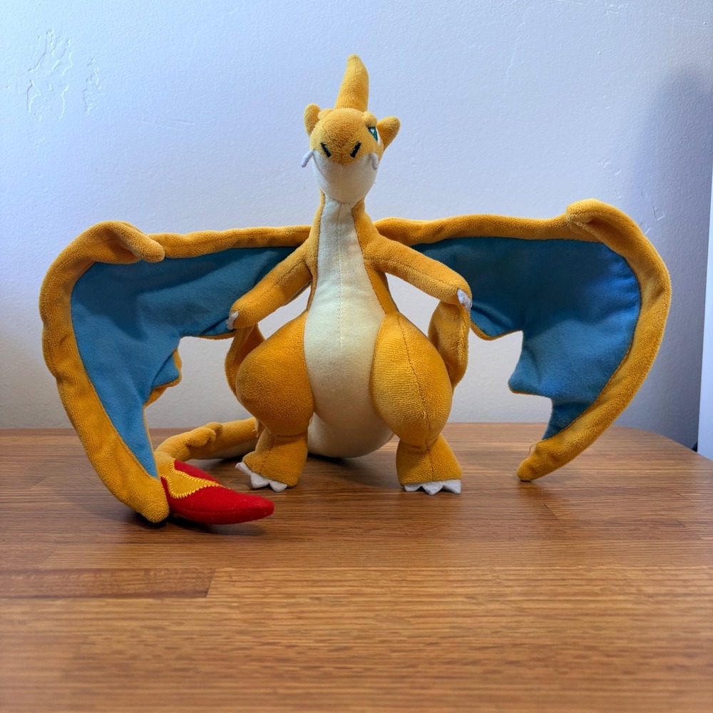 Mega Charizard Y Pokemon Plush Toy Orange Blue Wings 10 Inch